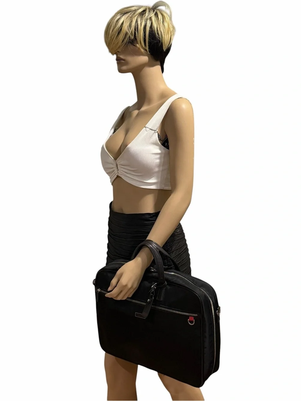 TUMI Black Nylon Leather Briefcase Bag